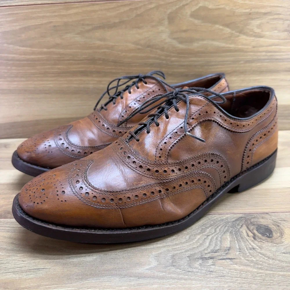 Allen Edmonds Mcallister Walnut Oxfords Mens 9 EEE Walnut Wingtip Brogue Formal